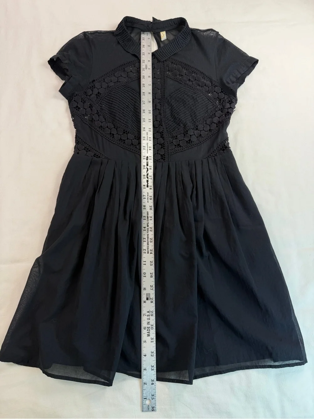 Free People Black Lace Cap Sleeve Whimsigoth Mini Dress Size 12 - Picture 12 of 14